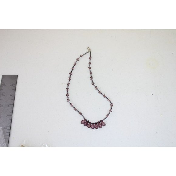 Faux Amethyst Beaded Necklace Vintage Purple Lavender Lilac 90891 - Picture 4 of 5